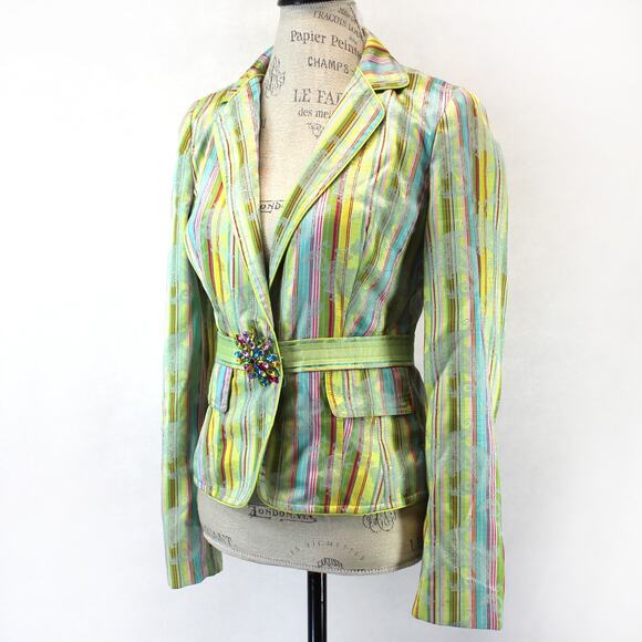 Cynthia Steffe Fancy Boho Steampunk Rockabilly Lined Jacket Blazer Medium Y2K - Picture 1 of 9